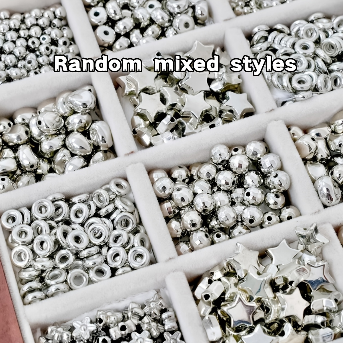 TEMU 315pcs 6-9mm Kc K Random Mix, Acrylic Beads, Spacer Beads, , Decorations, Pendants, Jewelry Beads. Holiday Gift