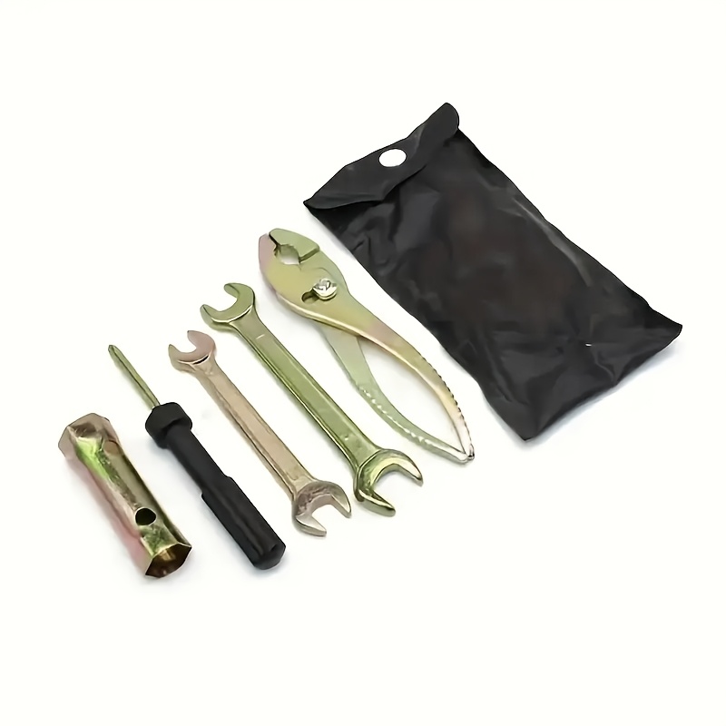 TEMU 5pcs Multifunctional Motorcycle Repair Tool Kit, Including Pliers Wrench Screwdriver And Spark Plug Socket Combo Set With Durable Iron