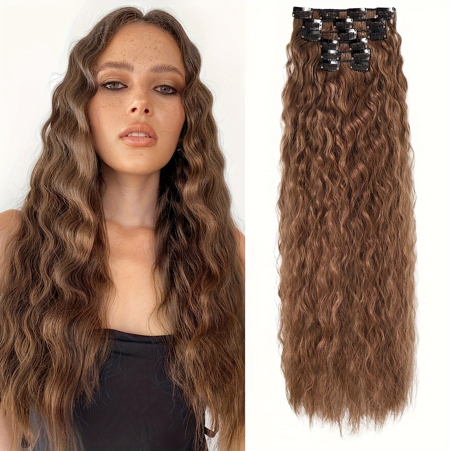 6pcs clip in curly wavy hair extensions 24 inch long mermaid  display picture 2