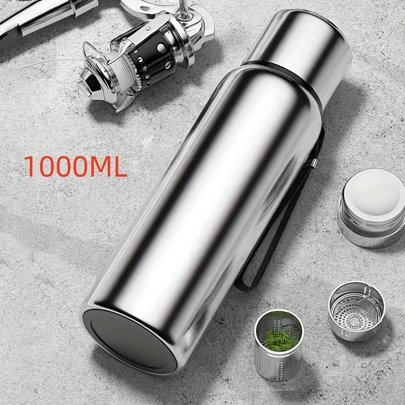 Image of All-steel Steel Large-capacity Insulated Water Bottle, Leak-proof And Portable Cup With Tea Filter, All-steel Insulated For Sports And Travel, Suitable For Home Kitchen And Outdoor Activities