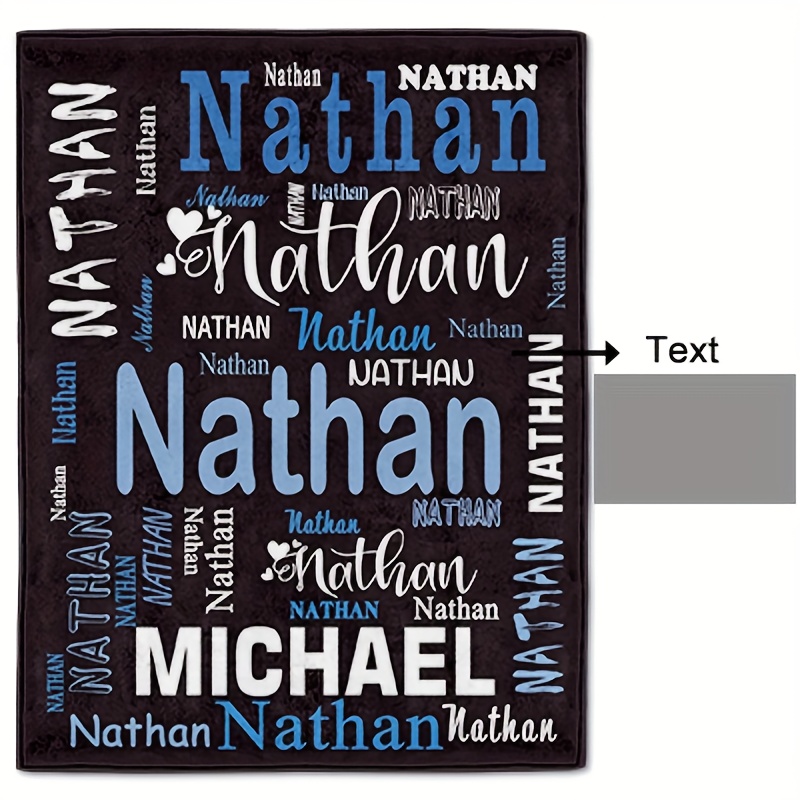TEMU 1pc Personalized Blanket With Name, Customized Name Gift Blanket, Skin-friendly, 200-250gsm, Perfect For Sofa, Nap, Office Use, Gift For ,