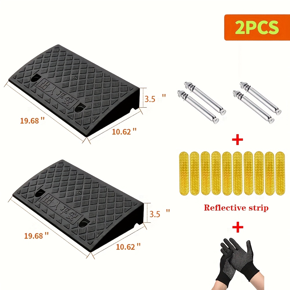 TEMU 2 Portable Curb Ramps, Lightweight Plastic, Heavy-duty Plastic Ramp Set, Suitable For Low Floor Vehicles, Loading, Motorcycles, Wheelchair