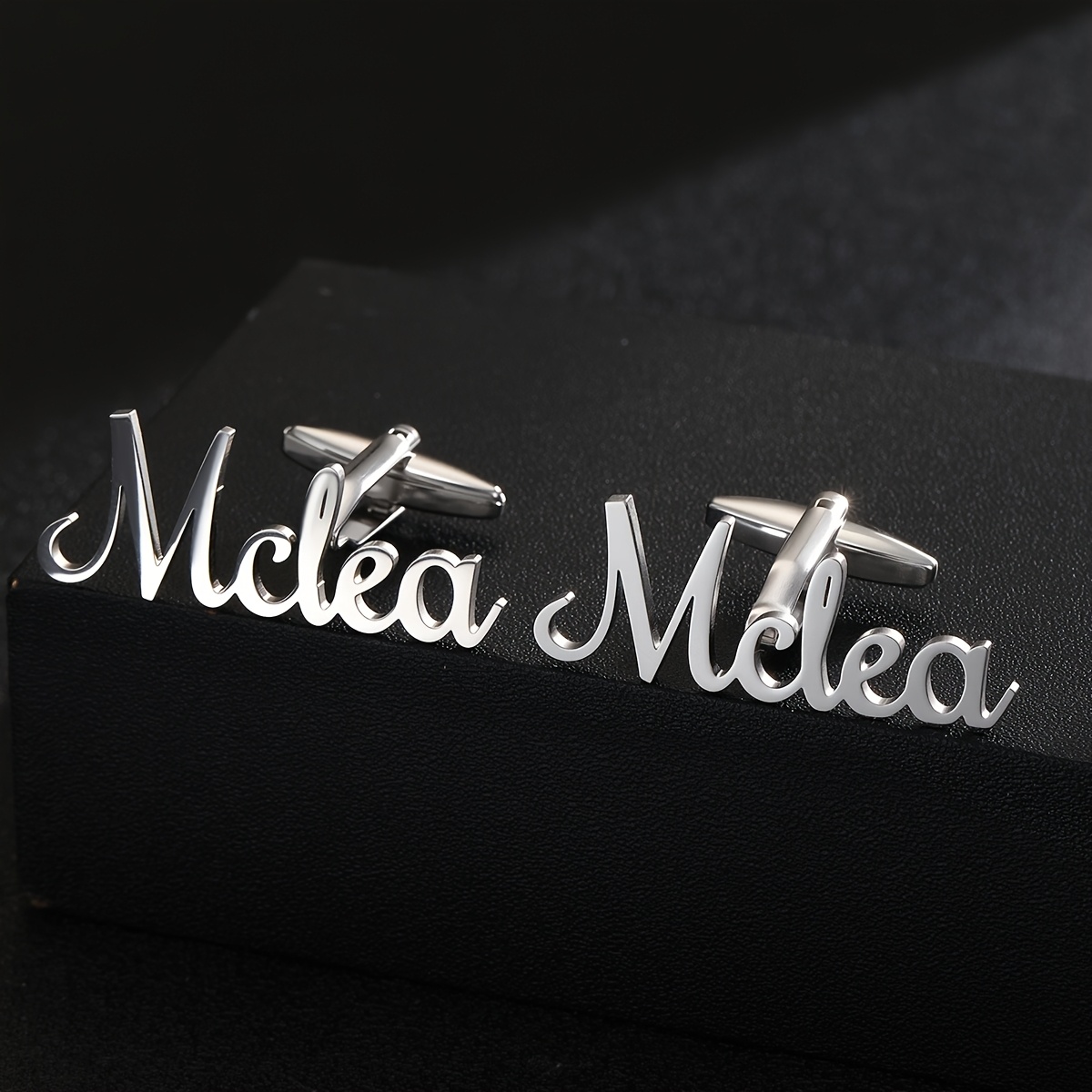 TEMU Personalized Initial Cufflinks For Men - Custom Name In Elegant Script Font (e.g., Melanie, Mcleea) - Stainless Steel Wedding, Formal Event,