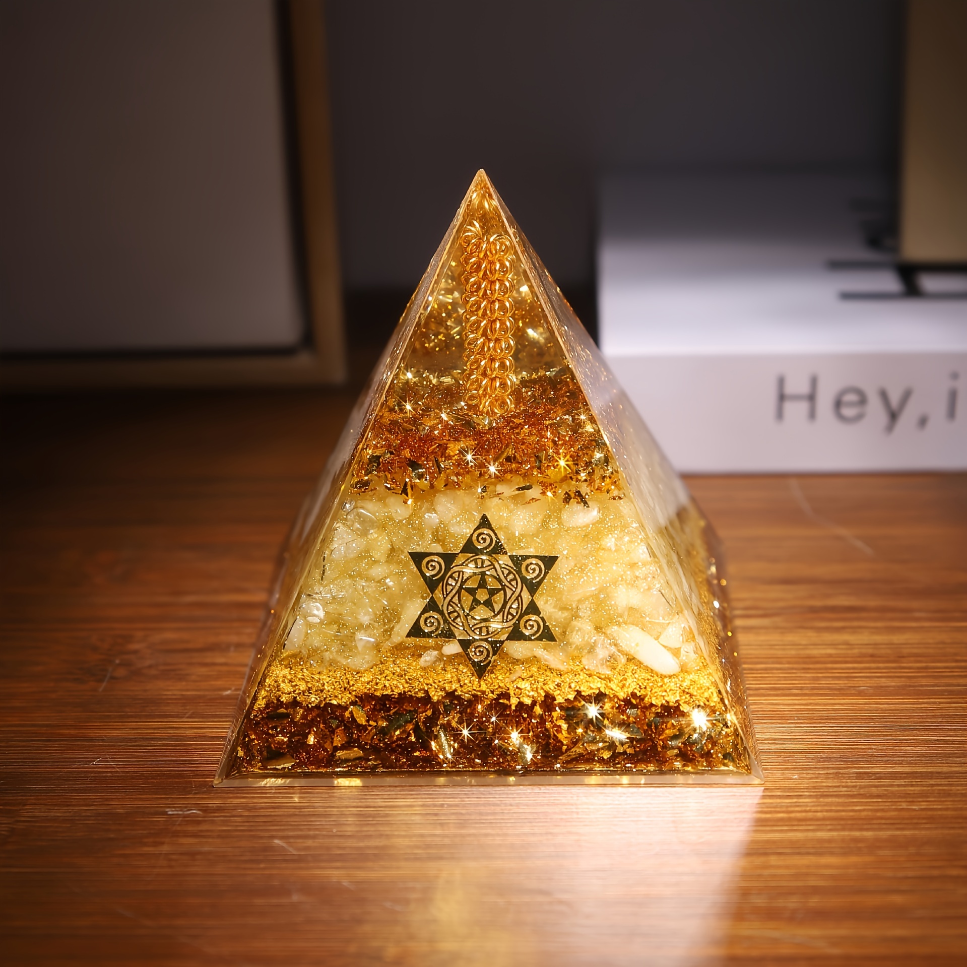 Pirámide de energía de riqueza de citrino: atrae prosperidad y buena fortuna, perfecta para la decoración del hogar y la oficina, regalo ideal para Halloween, Navidad, San Valentín, Pascua, Día de la Madre y cumpleaños.