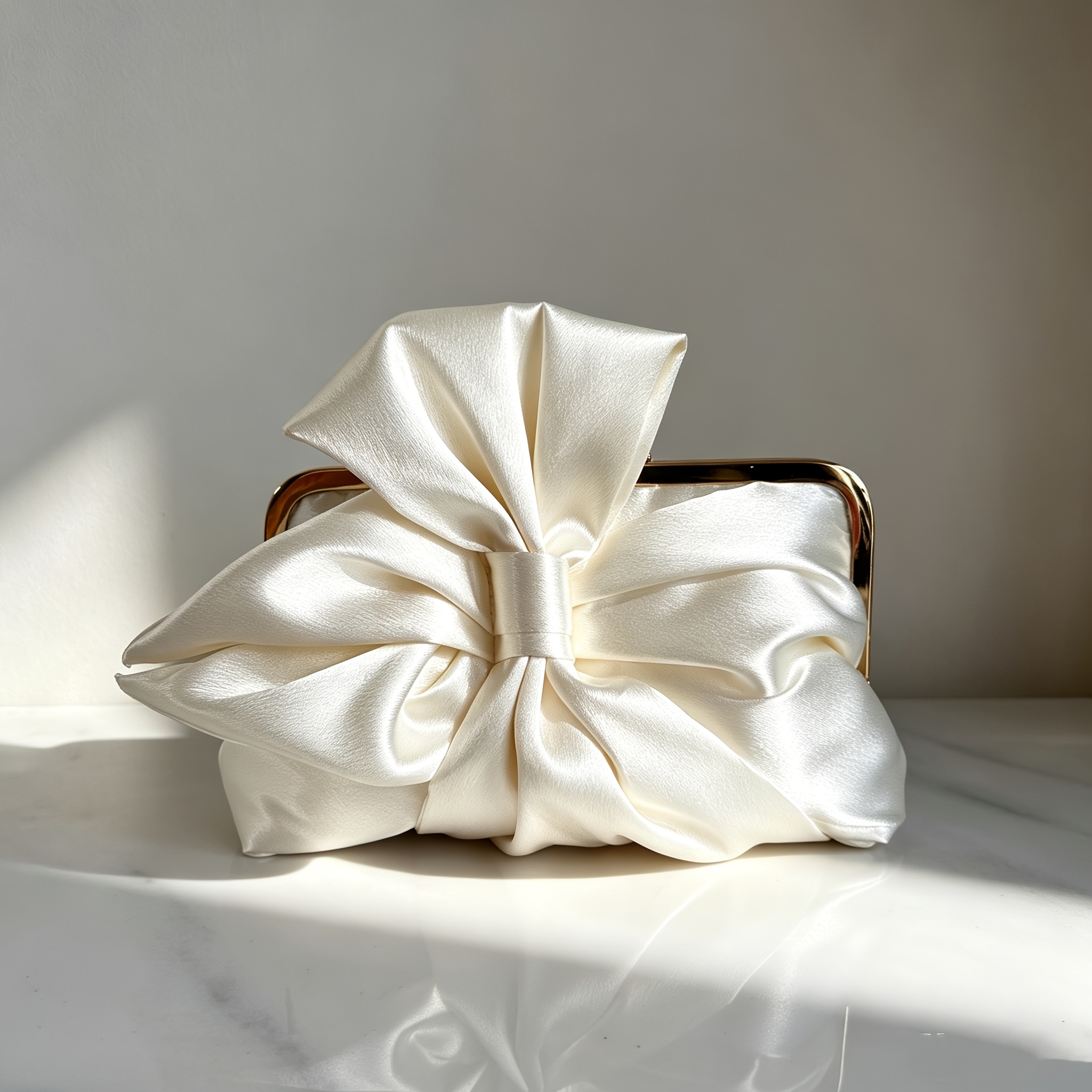 TEMU Women's Evening Clutch Satin Bow Evening Bag, Luxury Bridal Clutch, Detachable Chain Crossbody Purse For Wedding/party