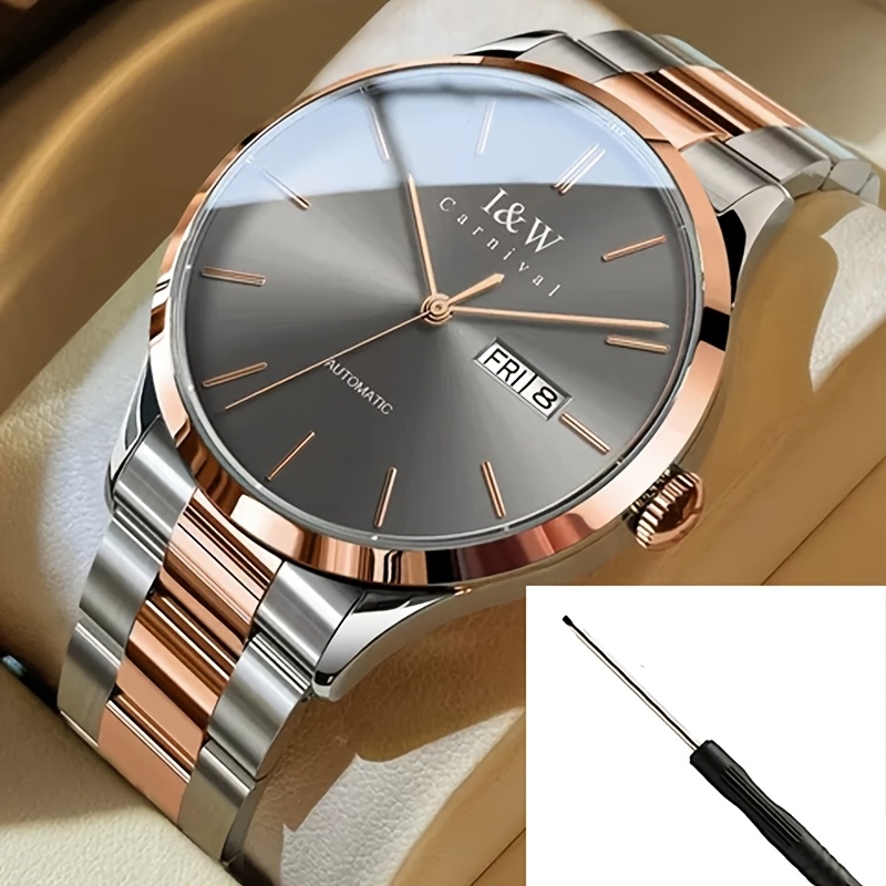 Image of []ultra-thin Business Casual Mechanical Watch Fashion Waterproof Automatic Winding Watch Festival Gift