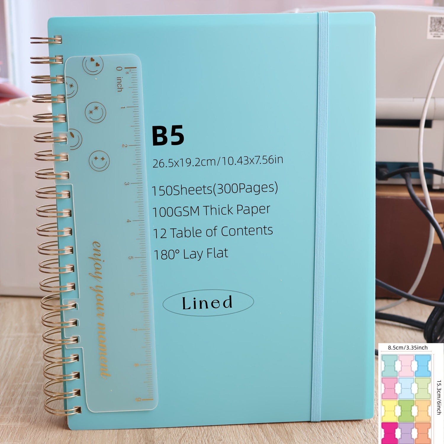 Image of B5 Spiral Lined Notebook, 300 Pages Hardcover Pvc Journal, 100 Gsm Thick , Notebooks For Women And Men, Perfect For Work, Office And School, 26.5 X 19.2 Cm