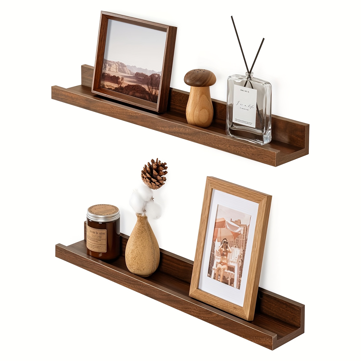 2pcs Small Wall Mounted Floating Racks for Picture Display
