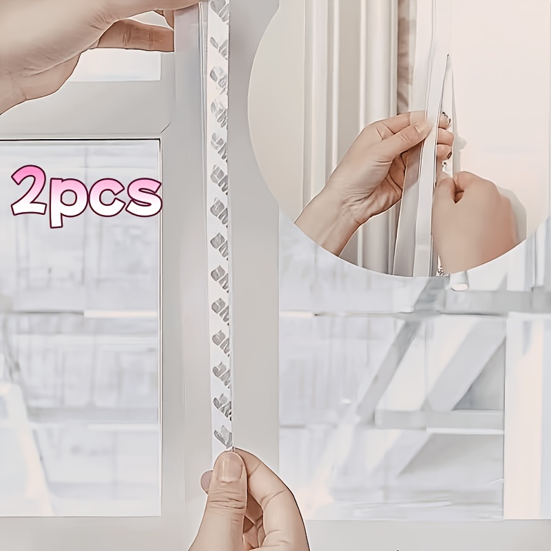 TEMU 2pcs Bandes d'étanchéité transparentes auto-adhésives pour portes et fenêtres, mastic multifonctionnel en silicone pour joints, convient aux bas