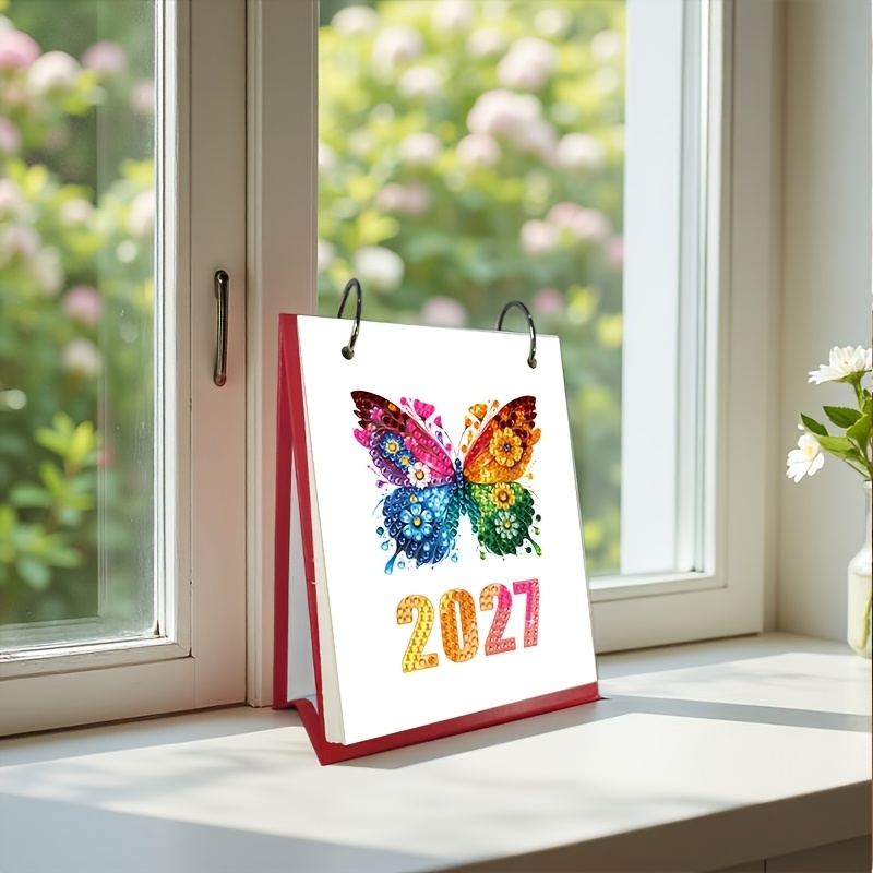 TEMU 2027 Style Diamond Painting Desk Calendar Set 5d Full Diamond Flip Calendar With Complete Tools, Stress Relief Handmade Creative Gift