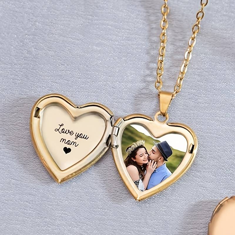 Collana Personalizzata Con Proiezione Foto A Cuore - Argento 925 - Gioiello Commemorativo Con Messaggio Segreto