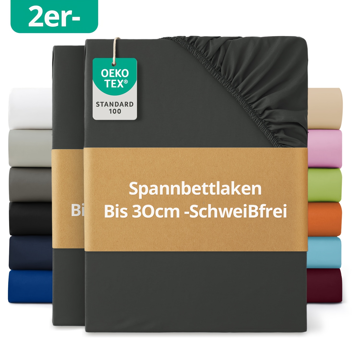 Image of 2pcs Fitted Sheet, Blend Jersey Fitted Sheet With Elastic Corners, Hypoallergenic, Breathable Bed Sheet For Mattresses, Toppers, And Box Spring Beds, Suitable For Bedroom, Dorm And Random Color
