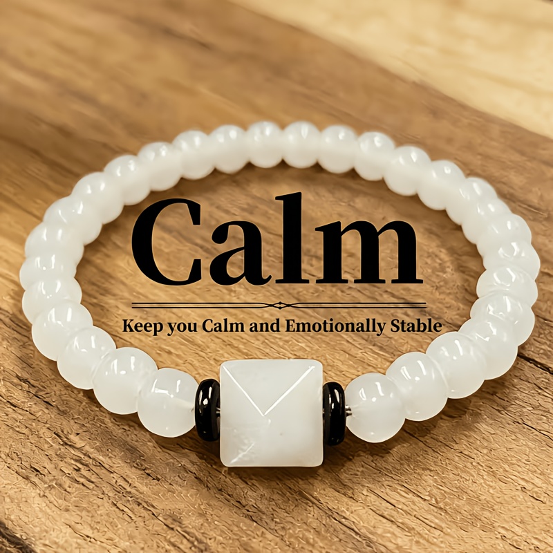 Image of Natural Stone Stone - Liangzheng , Pyramid Bracelet, Pure And , As Well As Mind Stability, Assistance And Meditation, Multi-functional Daily Use, Ideal Gift For