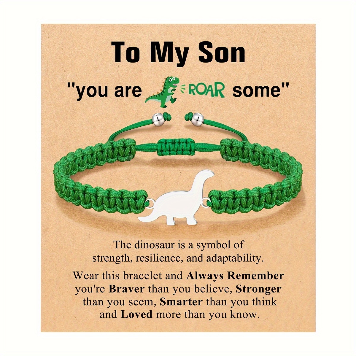 1pc Adjustable Dinosaur Charm Bracelet With Black Beads - "you Are " Inspirational Message, Ideal Gift On Birthday Or Christmas, Suitable For Women