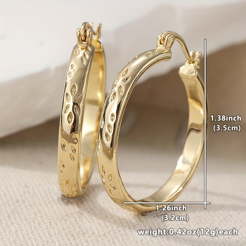 Women's Timeless Vintage Hoop Earrings, Stylish Patterned Design