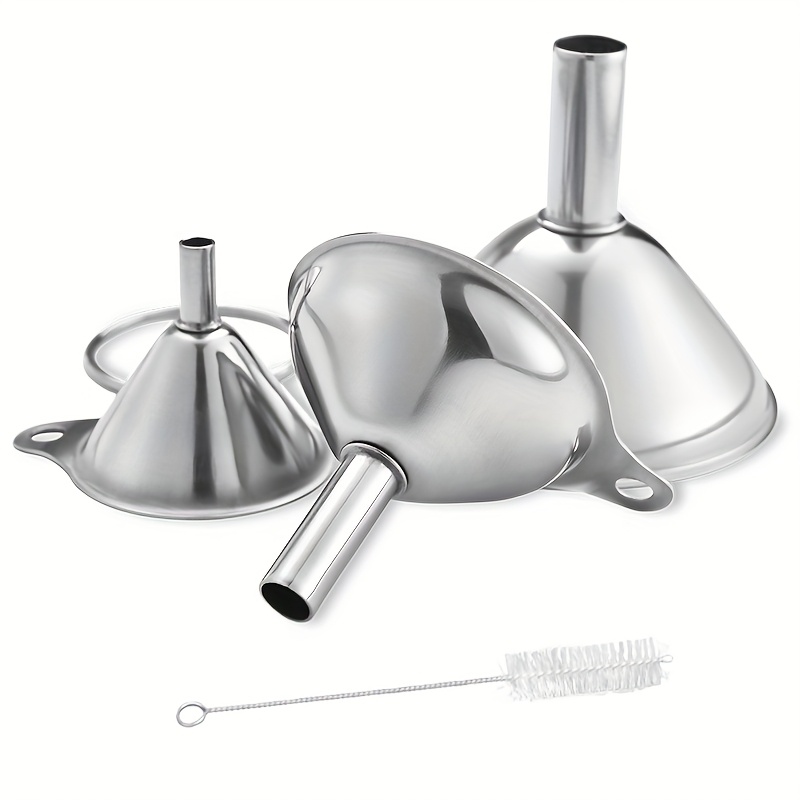 TEMU Set van 3 roestvrijstalen trechters, mini-keukentrechter multifunctionele dispenser