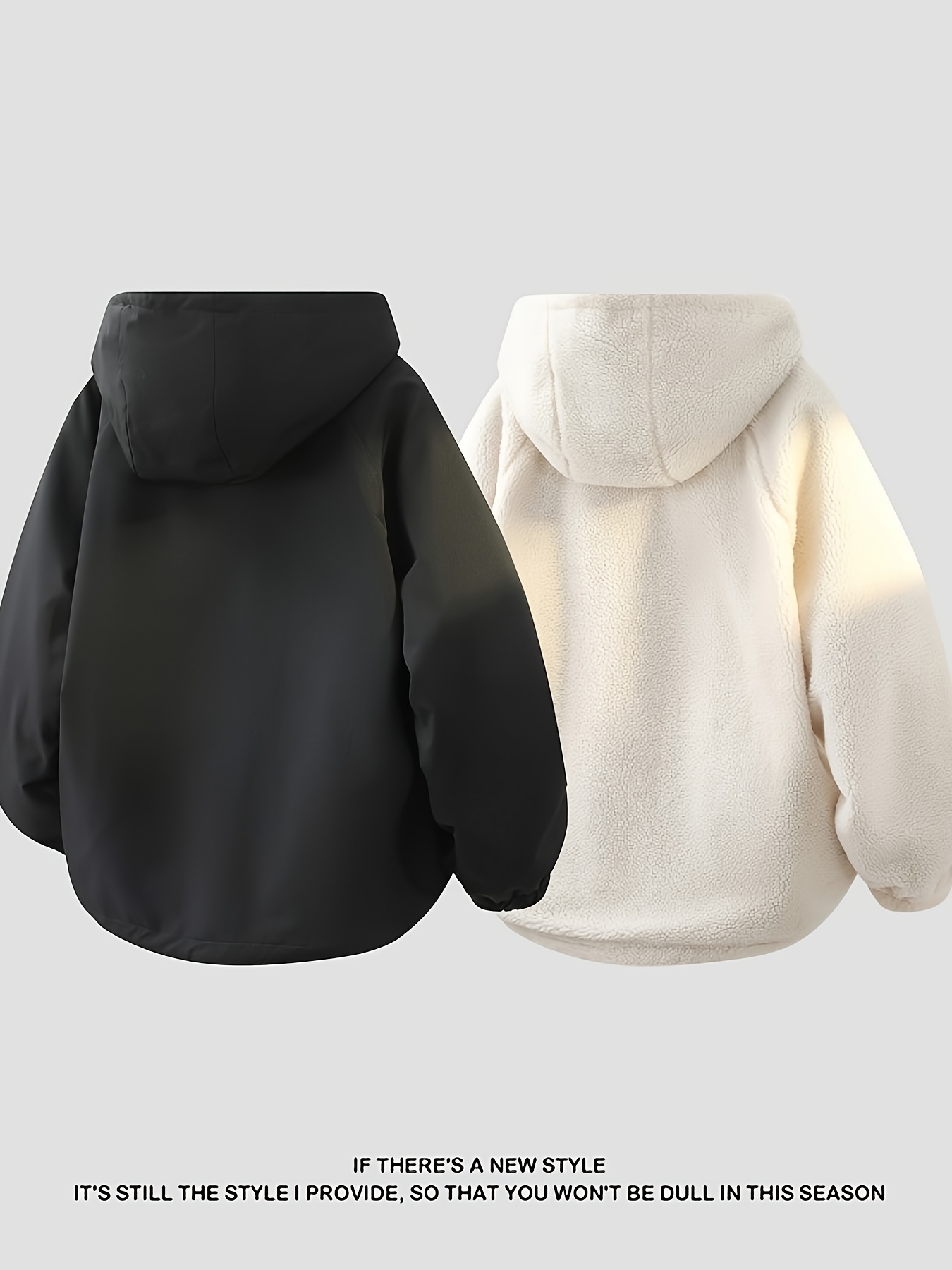 Men's Reversible Winter Hooded Jacket, Windproof & Warm
