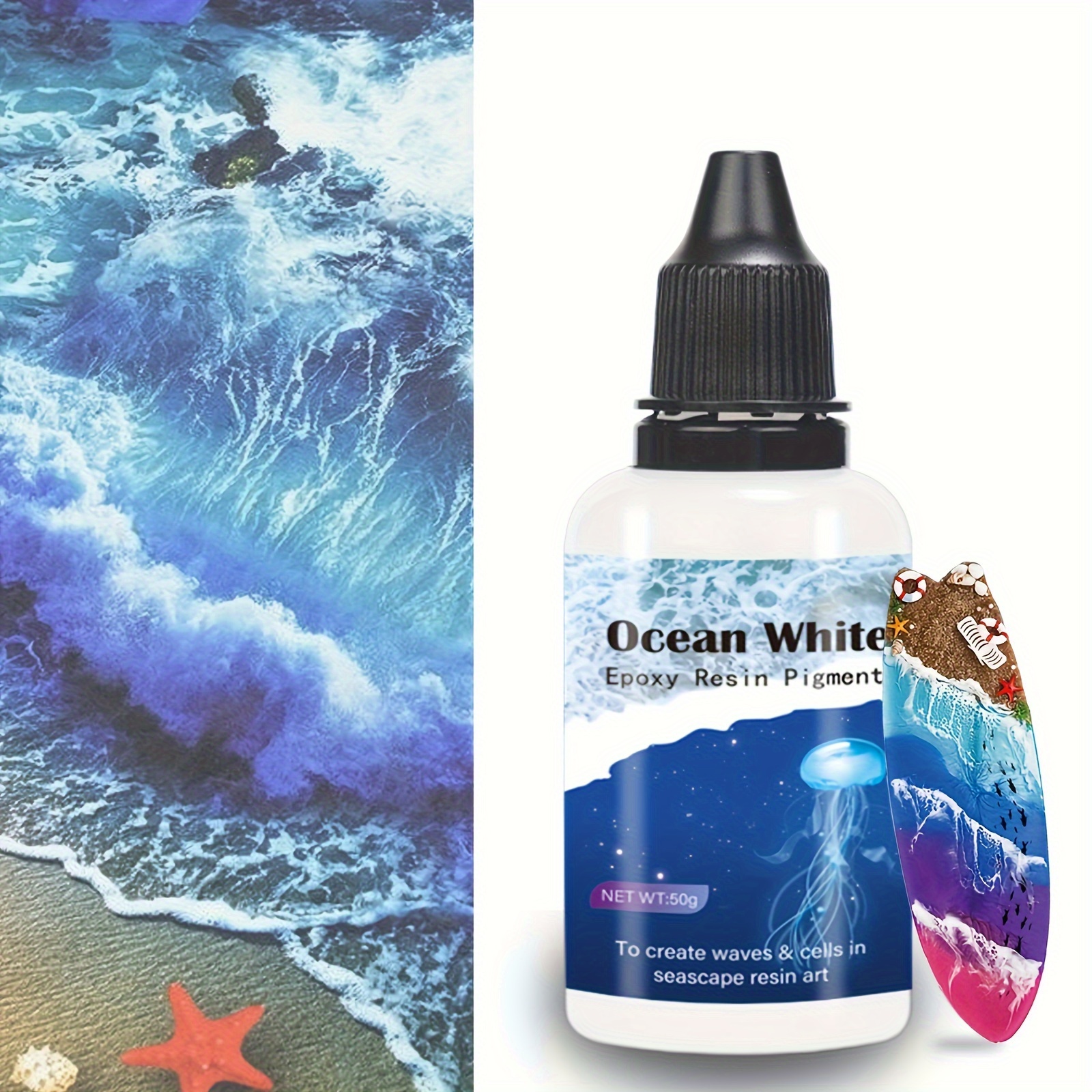 

High Concentrated White Epoxy Resin Pigment Paste 1.76oz/50ml, White Pigment Paste For Resin & Uv Resin, Opaque White Epoxy Colorant For Resin Coloring, Ocean Waves