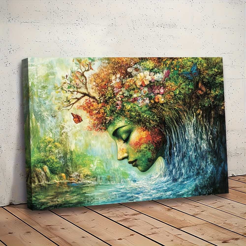 TEMU 1pc, 2d Flat Wooden Framed Canvas Wall Art Ready To Hang, Mystical Canvas Art, 11.8inchx15.7inch, Canvas Decor Wall Art For Bedroom Living Room,