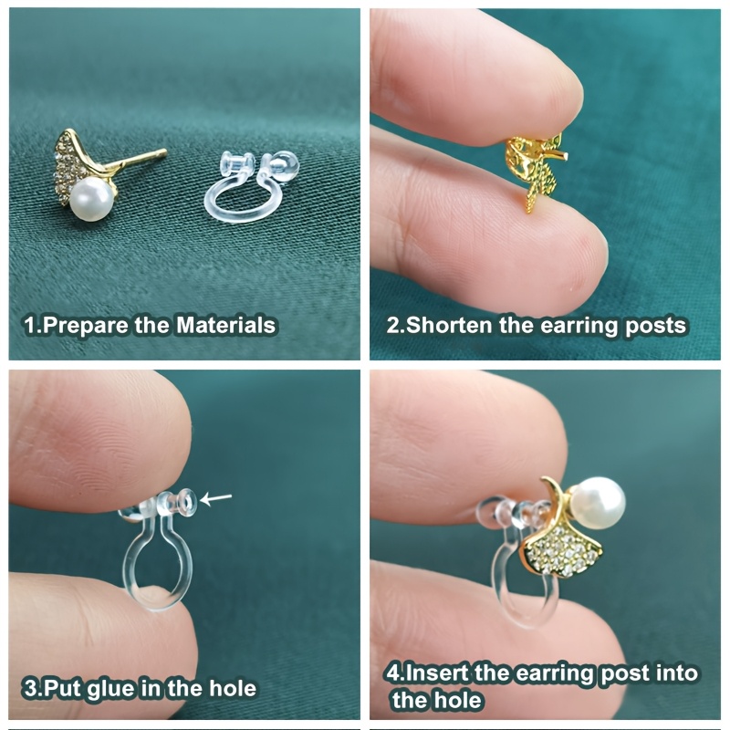 10/20pcs Resin Earring Components Clear Clip-on Earring Converter Clip-on  Earring Findings, Invisible Earring Clip, for DIY Non Pierced Earring Making