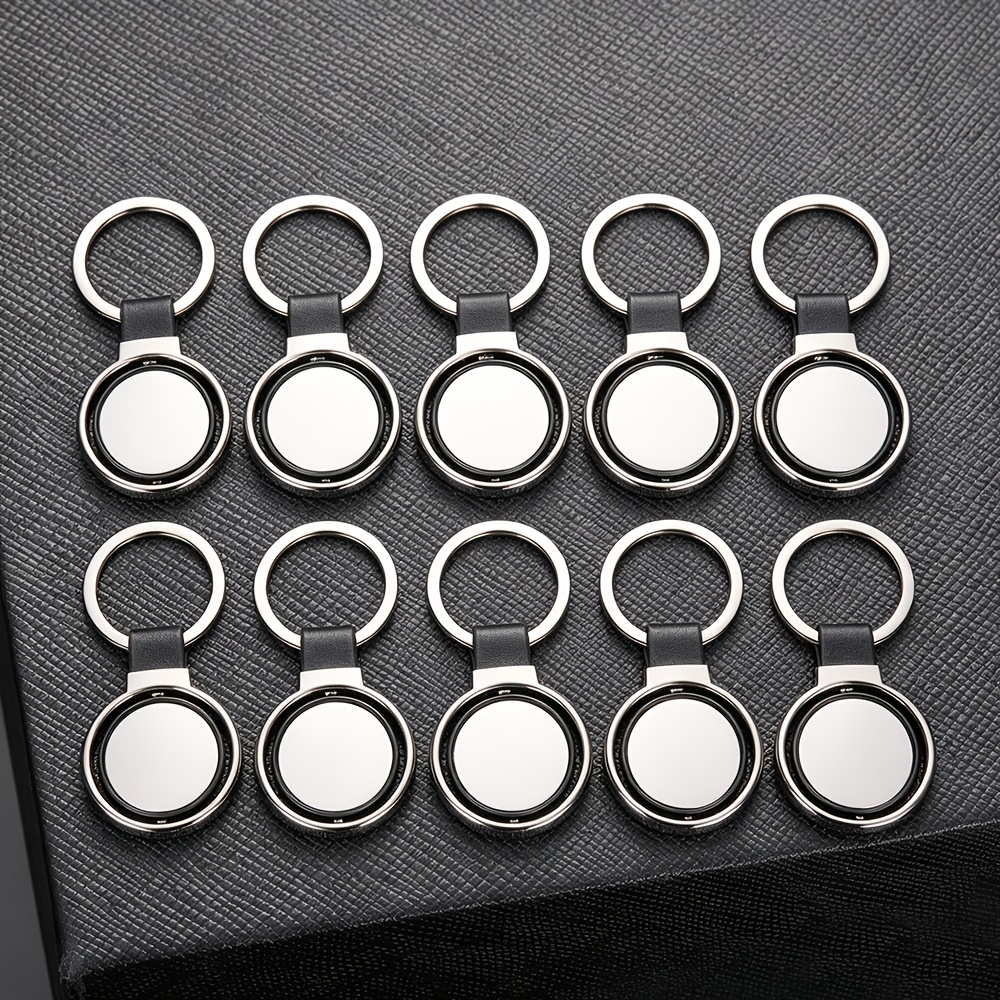 TEMU 10pcs Double-sided Customized Stainless Steel Metal Drip Printed Key Pendant With Exquisite Rotating Center. Red, Yellow, Black, Brown Optional
