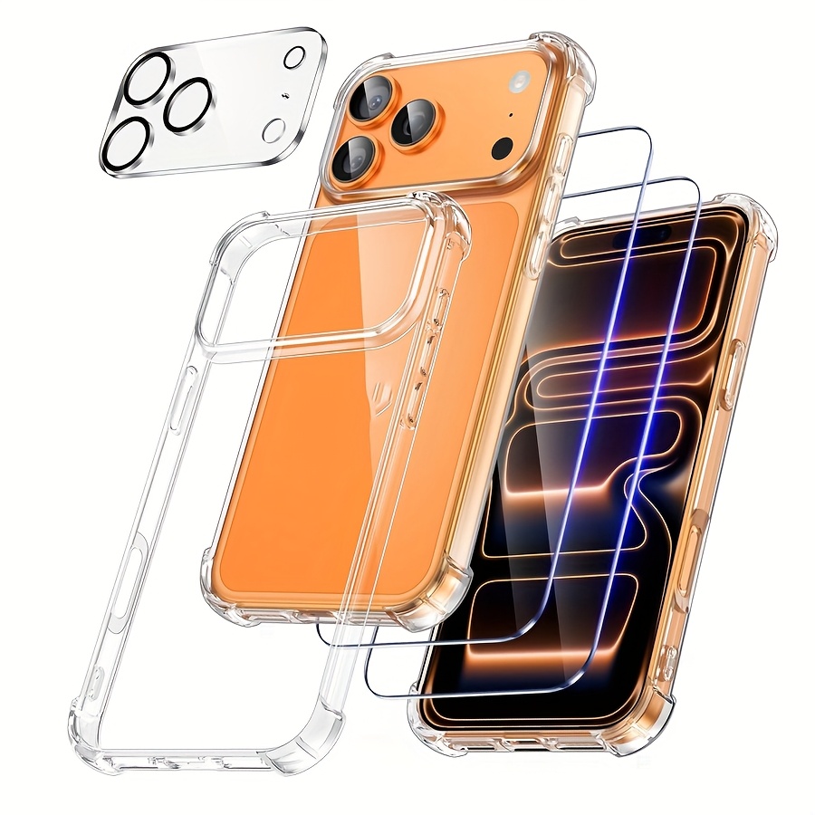 4in 1 [2+1+1] Phone Case For Iphone 17 Pro Max/ 17 Pro/ 17 Air/ 17+ 2 Screen Protector +1 Glass Camera Lens Protector+ 1 Tpu Shockproof Clear Phone Case