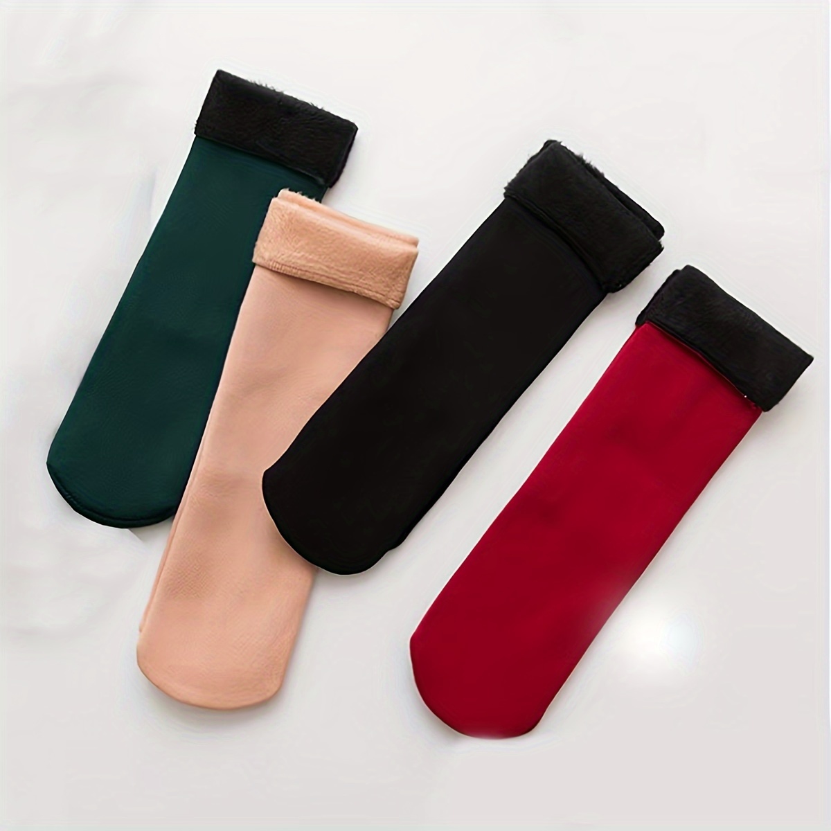 Solid Thick Warm Snow Socks, Warm Plush Lined Mid-calf Floor Socks For Fall & Winter, Women's Stockings & Hosiery For Winter