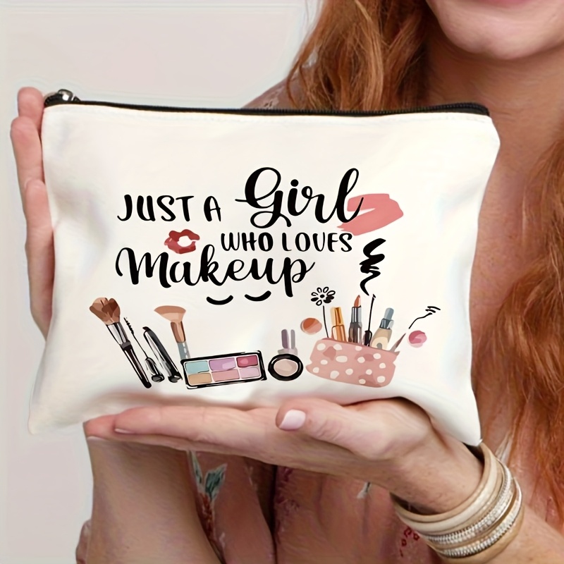 TEMU Stylish Borsa Cosmetici con Design "Solo una che Ama il Trucco" - Organizzatore da Viaggio e Pieghevole, Astuccio per Toilette con Cerniera per