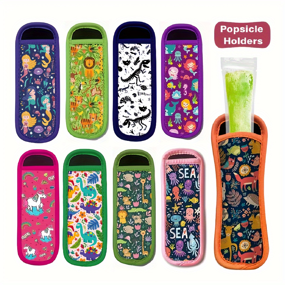 

1pc Neoprene Ice Pop Sleeve Holder, Pouch For Kitchen Dining Accessories, Cute Reusable , Assorted Patterns