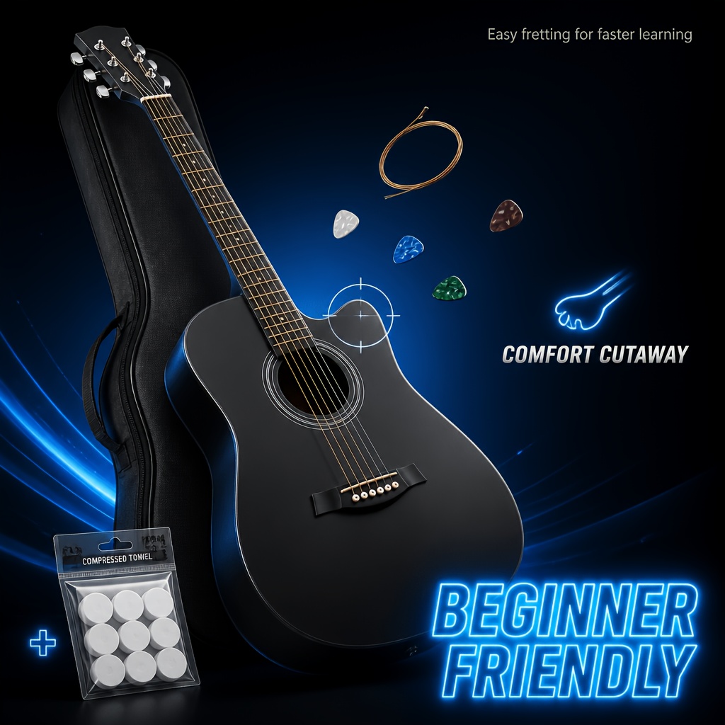 38 Inch Cutaway Acoustic Guitar, Easy Fret Press for Beginners,... product image 10