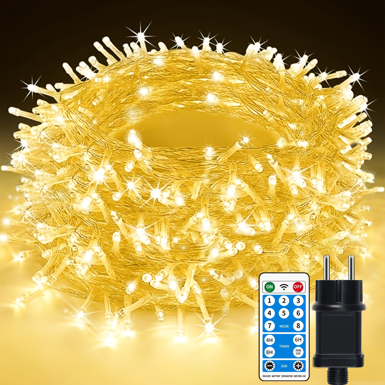 Image of Led Fairy Lights Outdoor Power Operated 63m 600 Led Fairy Lights Christmas With Remote Control Timer Memory Function 8 For Indoor Outdoor Garden Party Wedding Christmas