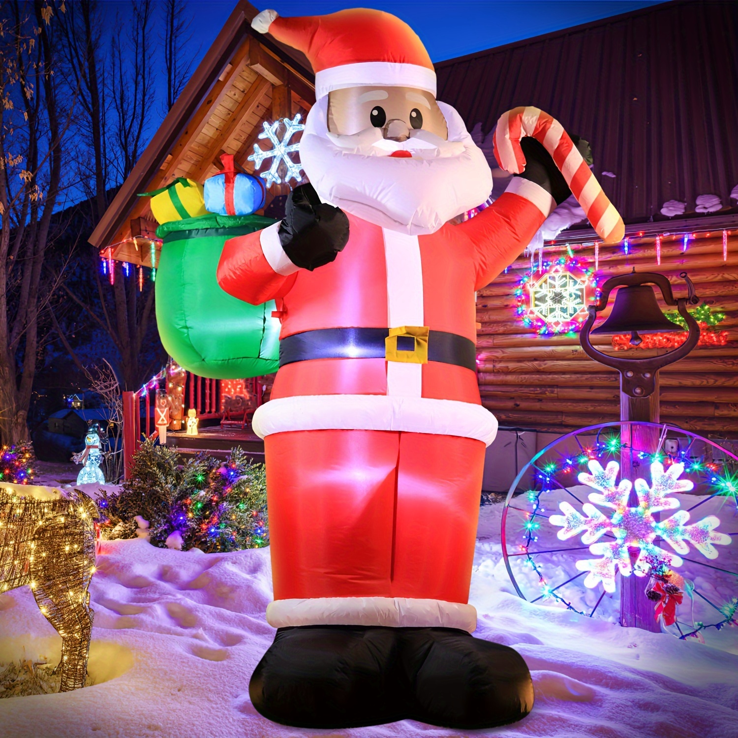 

8ft Christmas Inflatables Claus With Gift Bag Blow Up Giant Yard Decoration, Outdoor Built-in Led Lights Party Lawn Holiday Winter Decor Outside