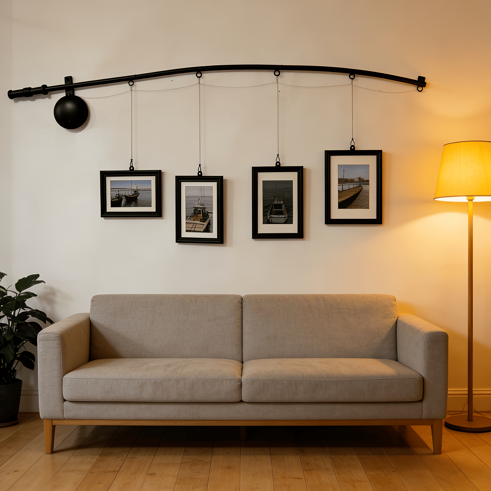 TEMU Fishing Rod Shaped Wall-mounted Decorative Rod Photo Wall Adjustable Height Combination Nordic Living Room Background Wall Soft Decoration