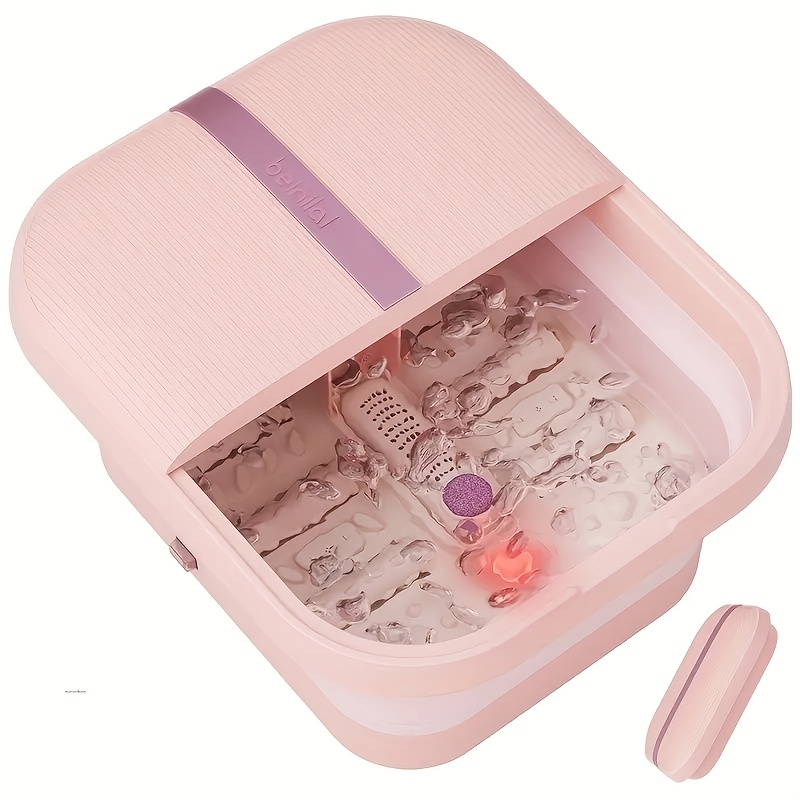TEMU Collapsible Foot Spa And Massager With Heater And Bubbles, Foot Bath With 4 Massage Rollers, Vibration And Red Light