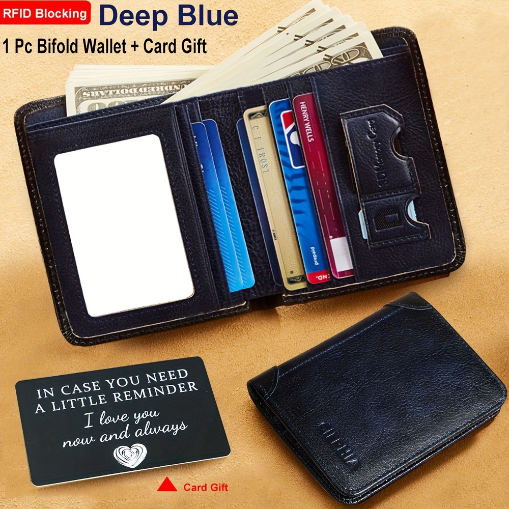 RFID Blocking Genuine Leather Trifold Wallet for Men with Money Clip, ID Windows, and Multiple Card Slots