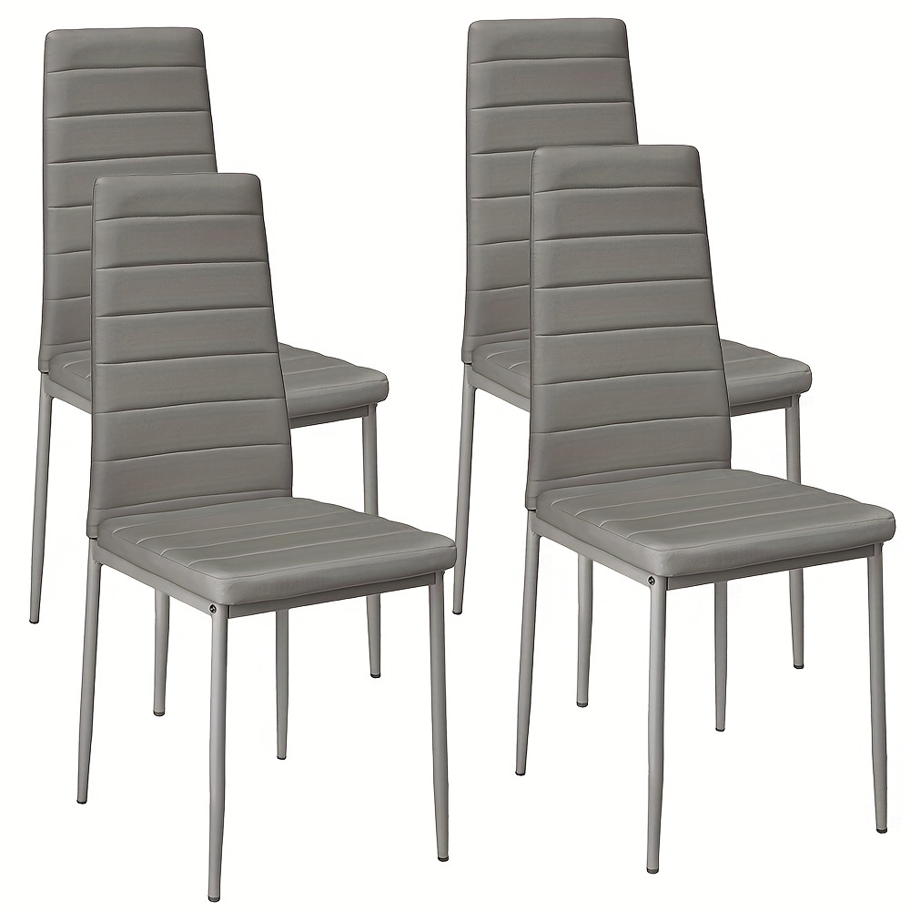 4-pack Commercial Leather Padded Chairs - High Back Dining Chairs For Restaurant, Hotel, Cafe - Heavy Duty 330lbs, Easy Clean (set Of 4)