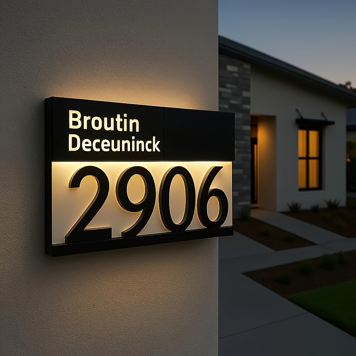 custom solar powered address number plate with automatic switch high end custom wall mounted number plate self   wall decoration number plate
