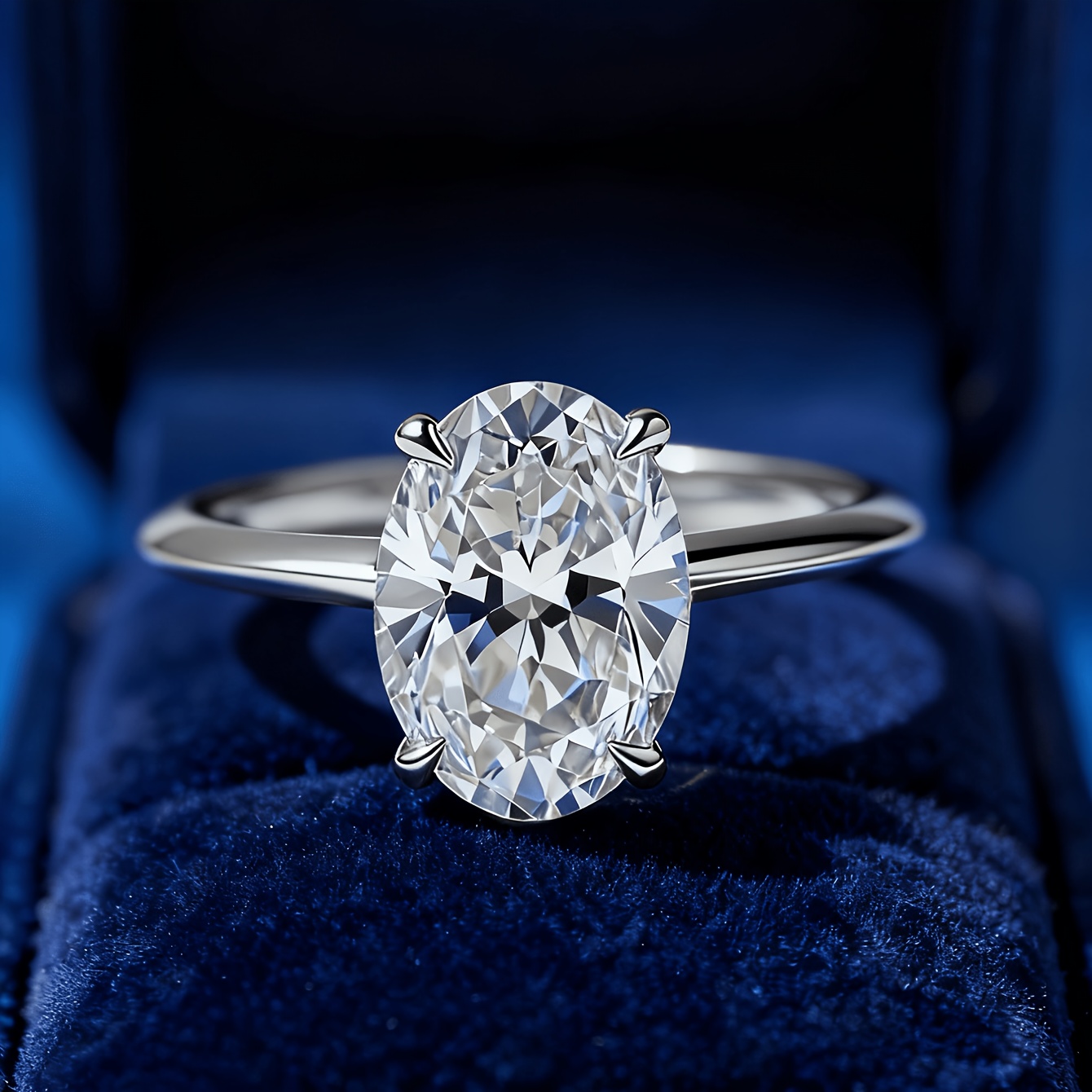 Women's 1-8 Carat Unique Egg Shaped Solitaire Engagement Ring