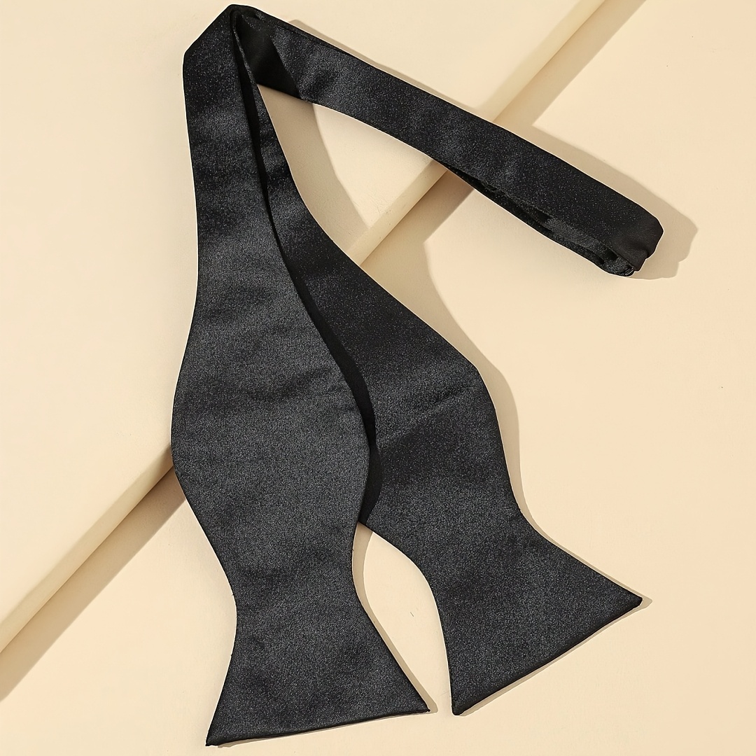 E-shop Schwarze Satin-Krawatte - Elegante Japanisch-inspirierte Doppelstil-Fliege für formelle & lässige Anlässe, Büro, Halloween, Valentinstag,