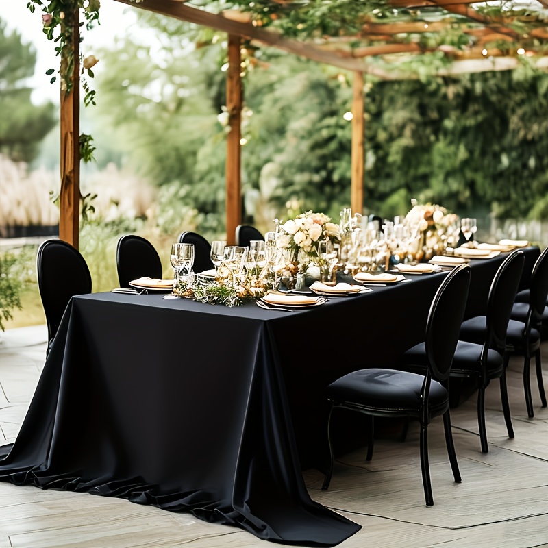 TEMU 1pc Tablecloth, Soft Polyester Fabric, Elegant Floor-length Tablecloth For Outdoor Party, Universal Table Cover For Home, Wedding, Beach Party,