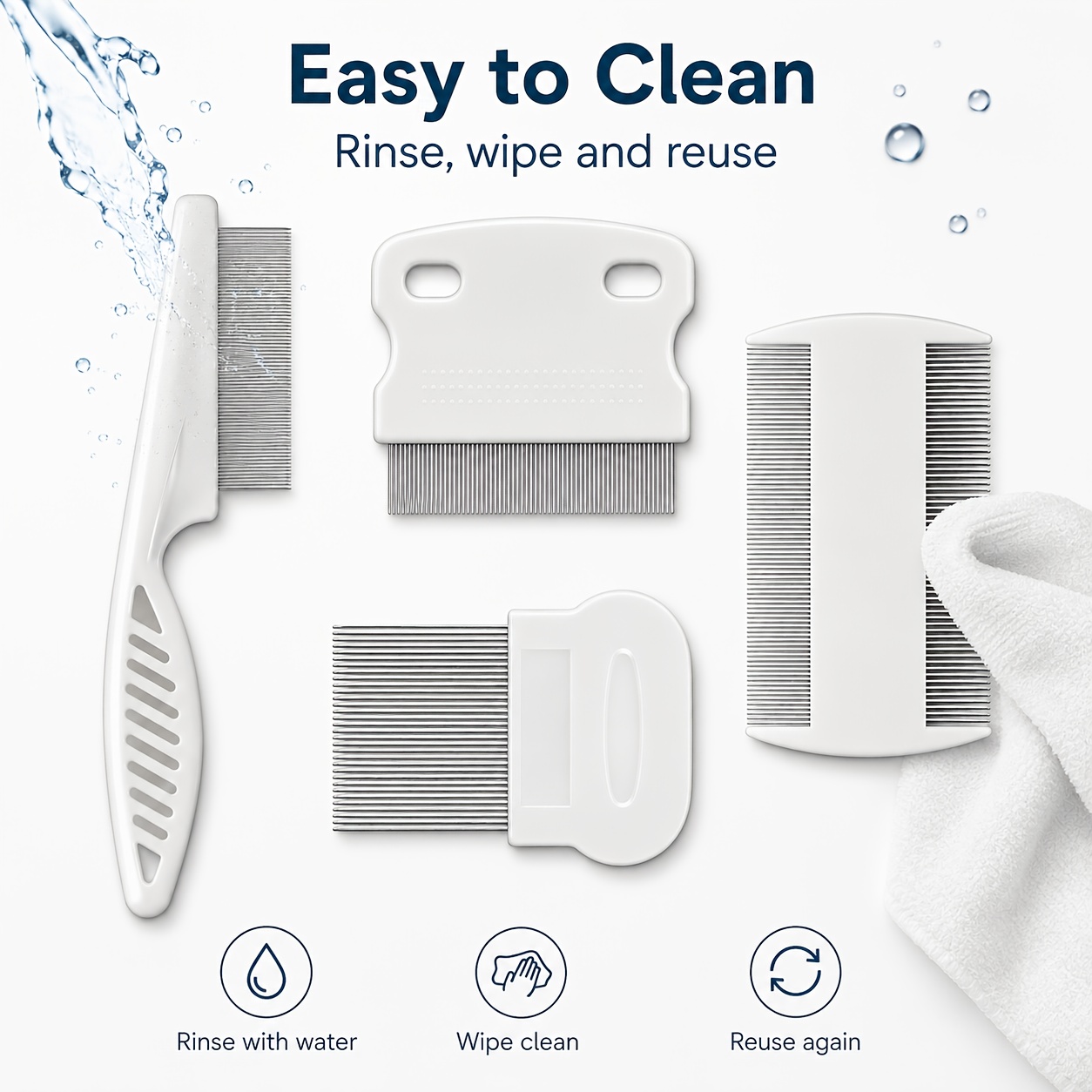 4pcs pet comb set stainless steel fine tooth grooming combs for cats and dogs     and loose hair removal tools Product details 6