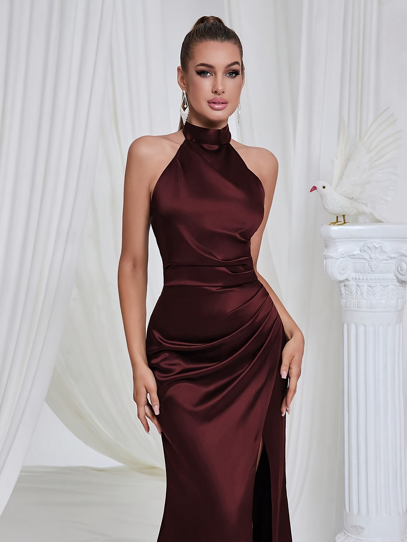 sleeveless v neck slit dress thin - Temu Mauritius