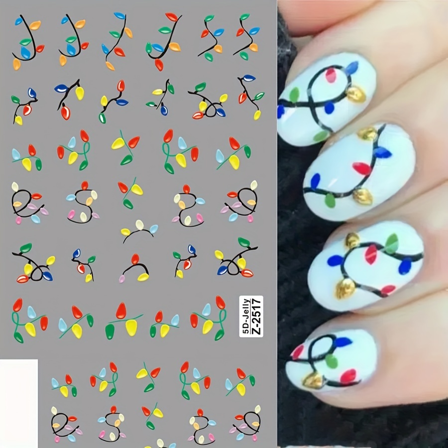 

5d Embossed Christmas Nail Art Stickers - , Self-adhesive, Sparkle For , Christmas Nail Accessories, Christmas Nail Stickers