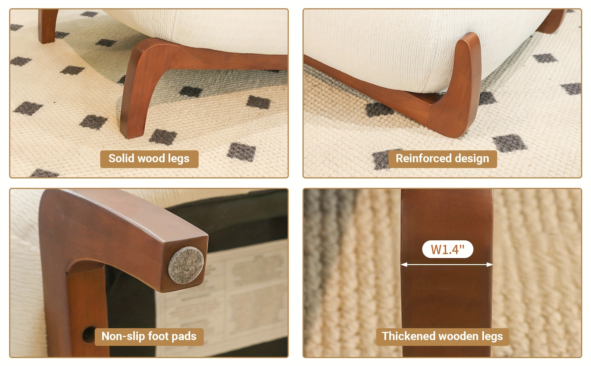 Cute Accent Chair with Solid Wood Legs, Velvet Living Room Chair with Soft Cushion, Cozy Bedroom Chair, Comfy Armless Reading Chair for Apartment, Waiting Room, Balcony