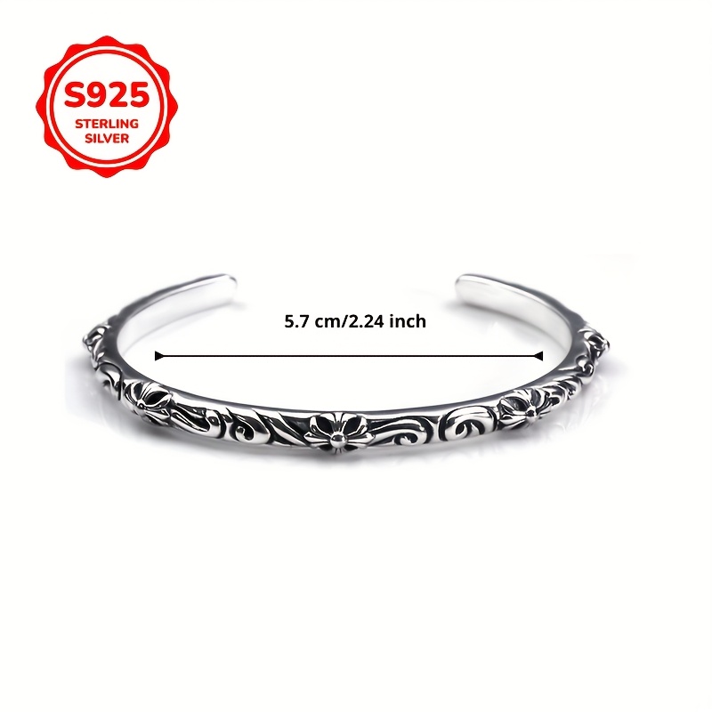 925 Hypoallergenic Vine Cross Open Bangle Bracelet