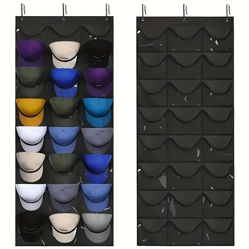 TEMU Household Use Wall Mounted Hats Storage Bag, Hanging Multi Pockets Organizer Use