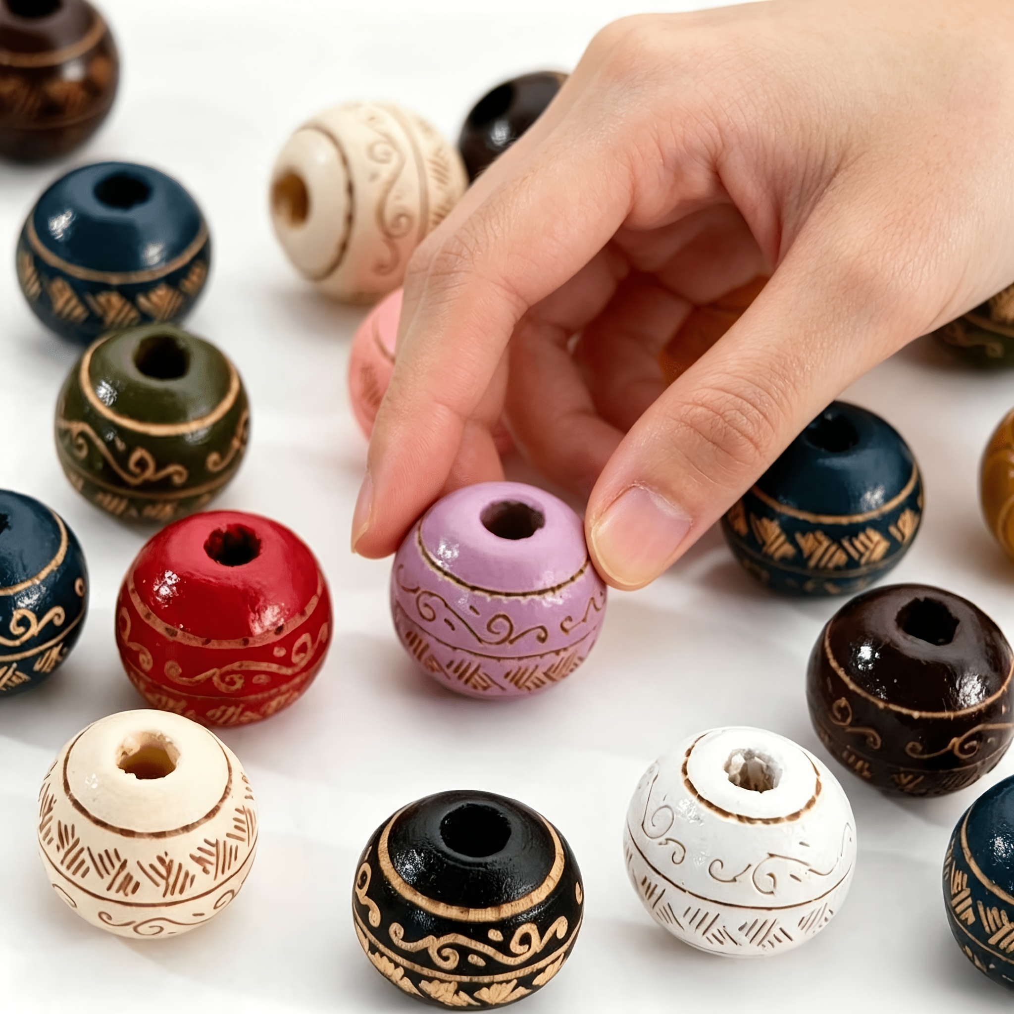 9pcs Large Hole Wooden Barrel Beads for Crafting