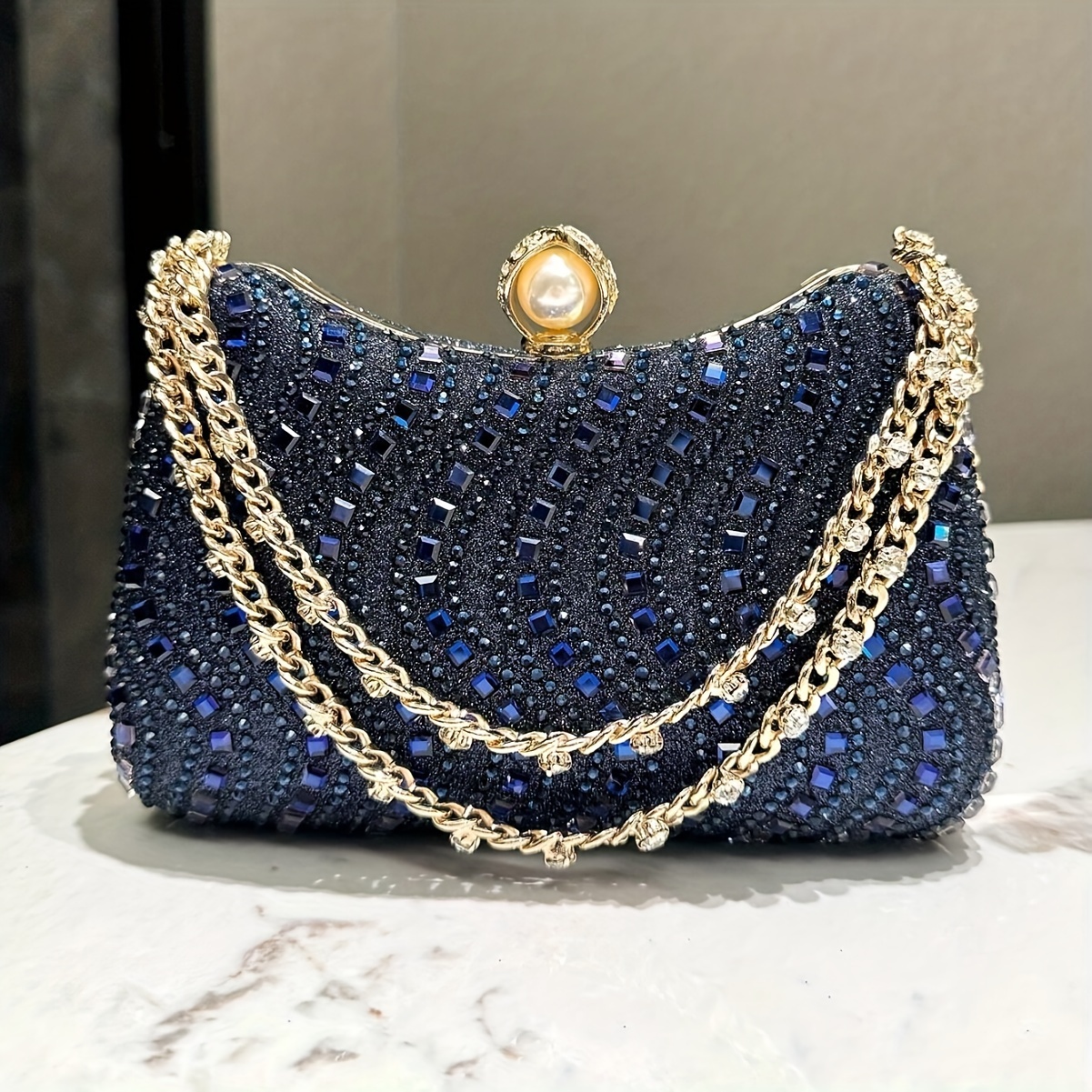 

Luxurious Rhinestone Clutch Evening Bag For Women, Glittering Handheld Party Purse With Detachable Chainstrap, Elegant Accessory For Weddings Banquetsformal Events, Shoulder Crossbody Handbag