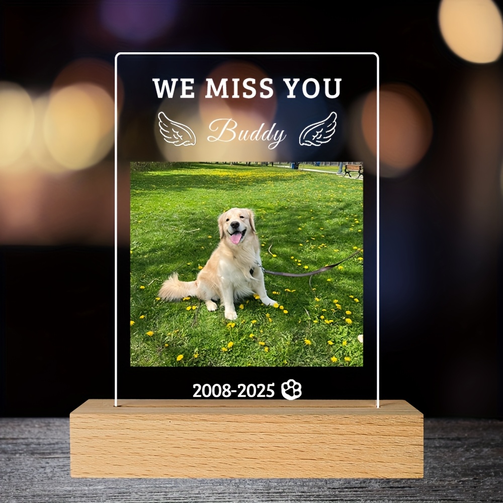 Custom 2D Flat Pet Memorial Ornament with Photo Keepsake