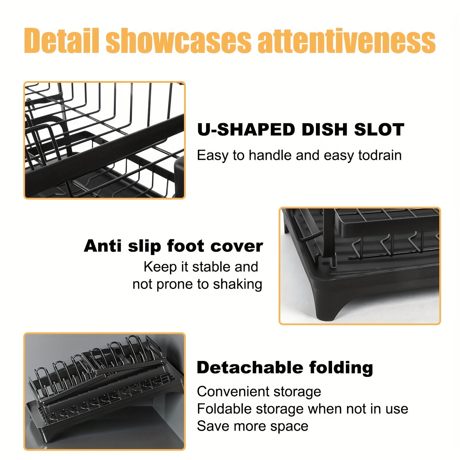   stainless steel dish drying rack dish drying rack for kitchen counter wine glass holder utensil holder dish racks for kitchen counter dish drainer black Product details 6